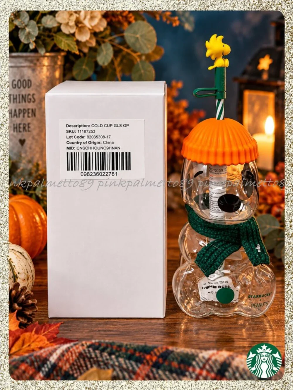 🍂🎃🥜 NWT/NIB 2026 PEANUTS + Starbucks Snoopy Glass 20oz Cold Cup